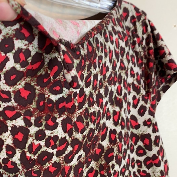 NWT Nine West Brown And Red Cheetah Mini Dress 12 - Picture 3 of 11